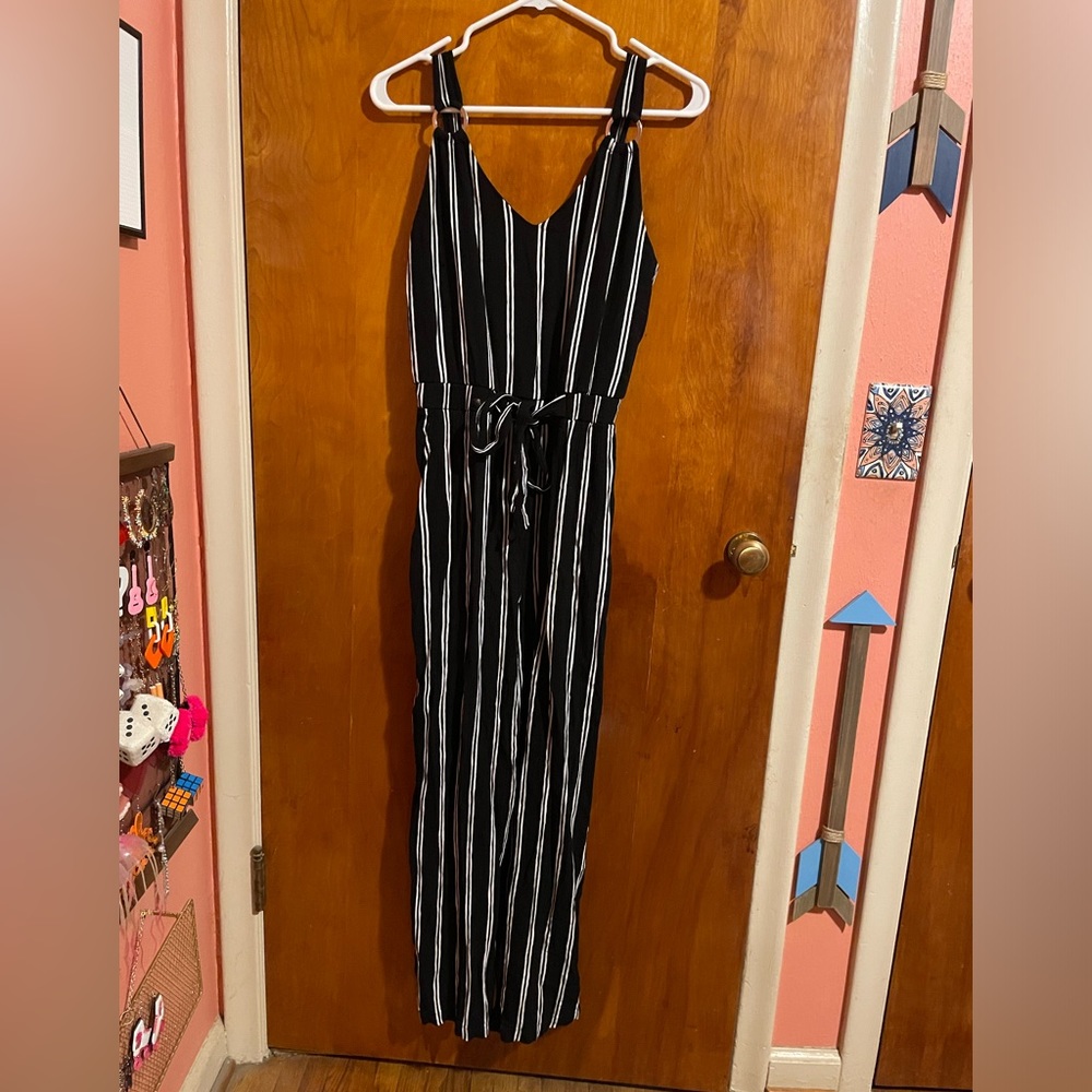 Black and white striped jumpsuit